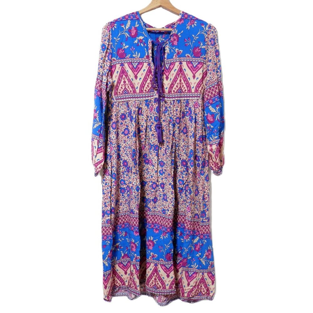 R. Vivimos || Long Sleeve Bohemian Floral Midi Dress